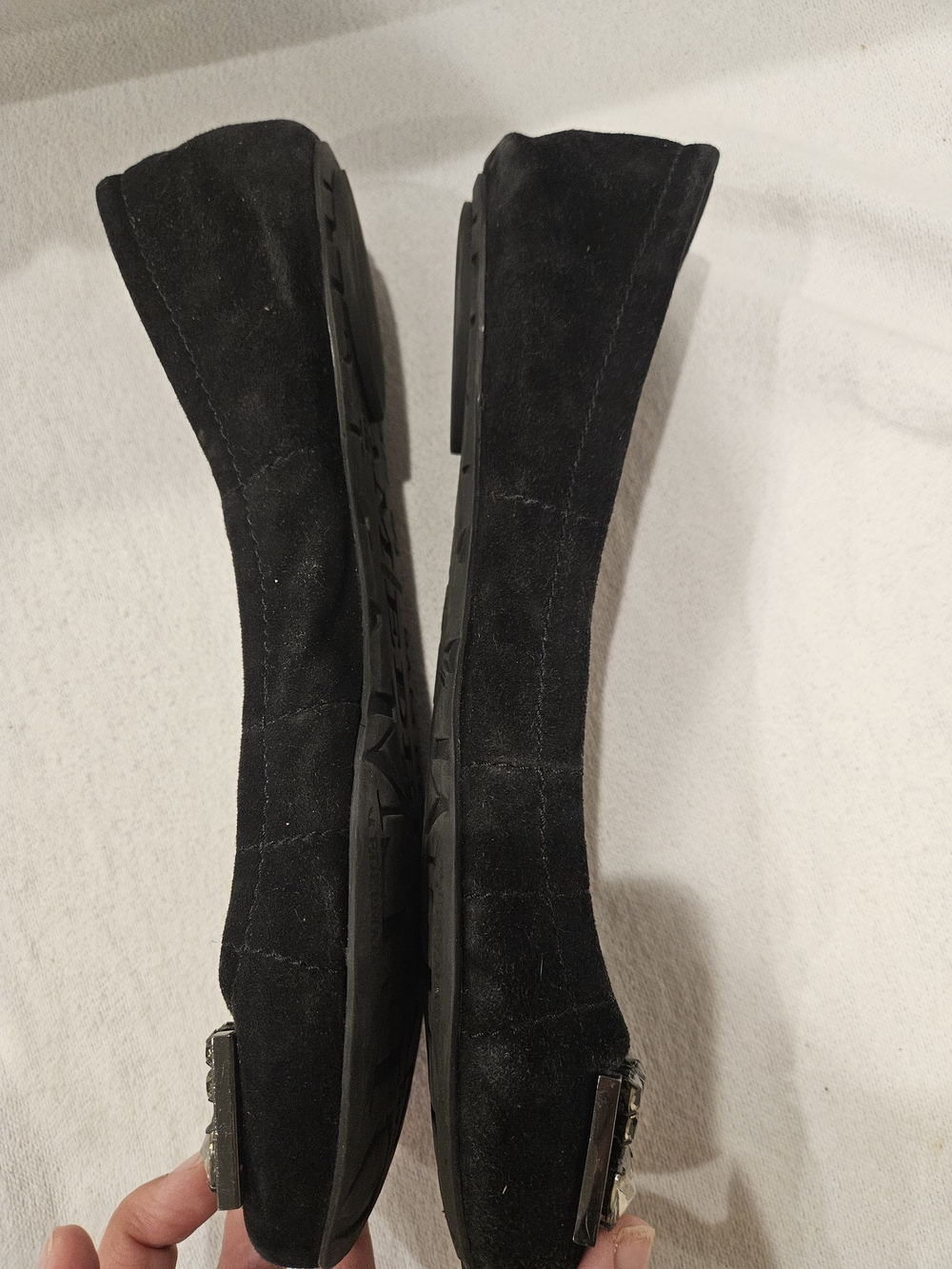 Sam Edelman Black Embellished Suede Ballet Flats - Picture 6 of 11